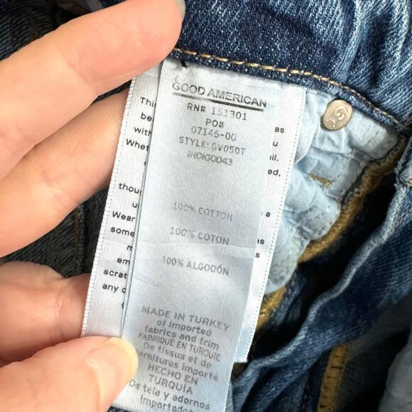 Good American Good Vintage Straight Distressed Indigo Wash Jeans Women's 4 27 - Picture 9 of 9
